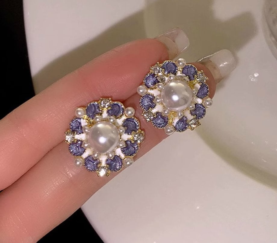 Amethyst Stud Earrings- Royal Purple, Vintage Victorian Luxury Gemstone Jewelry