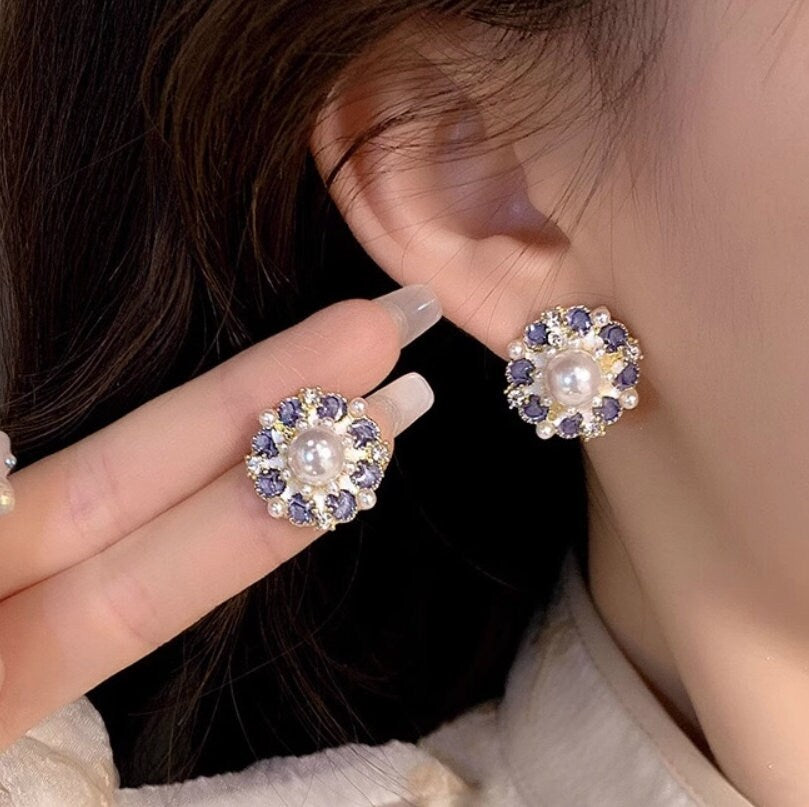Amethyst Stud Earrings- Royal Purple, Vintage Victorian Luxury Gemstone Jewelry