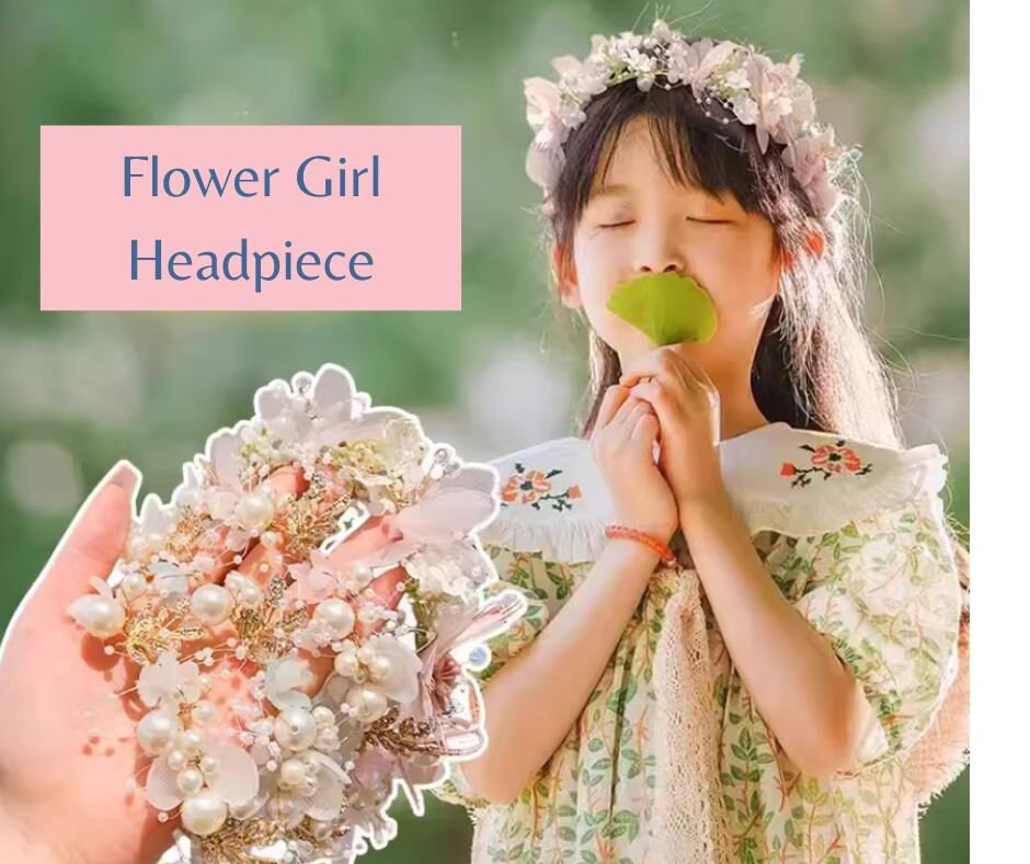 Flower Girl Head Piece- Pearl Head Wreath, Wedding Girl's Headband, Kid's Floral Crown