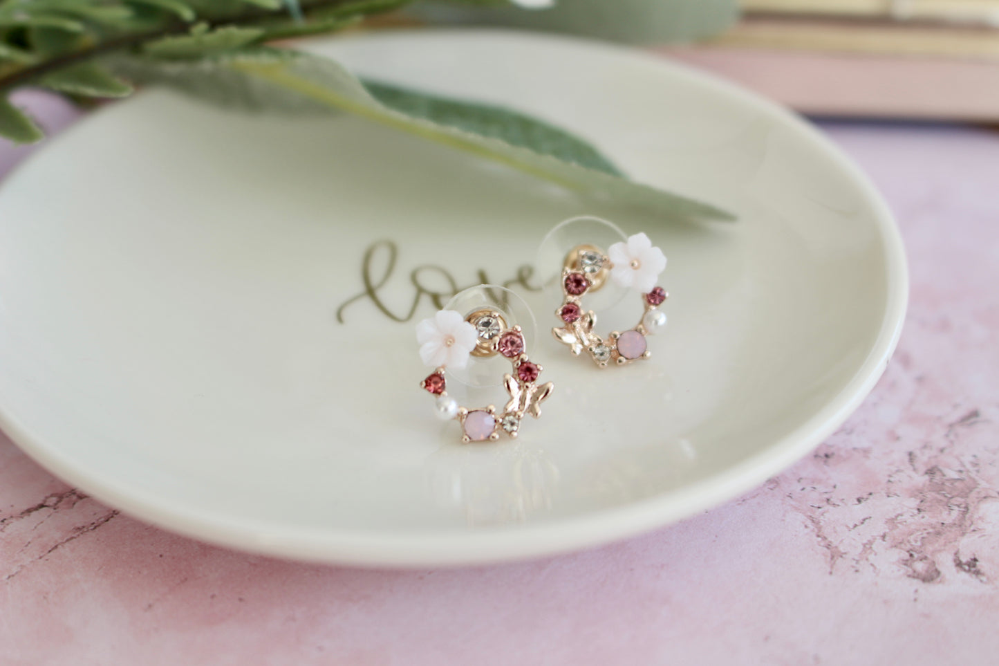 Flower Ring Gems Earrings