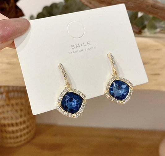 Blue cubic zirconia earrings