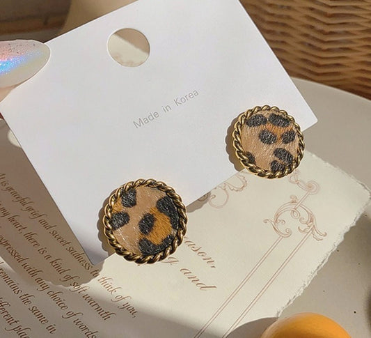 Leopard print stud earrings