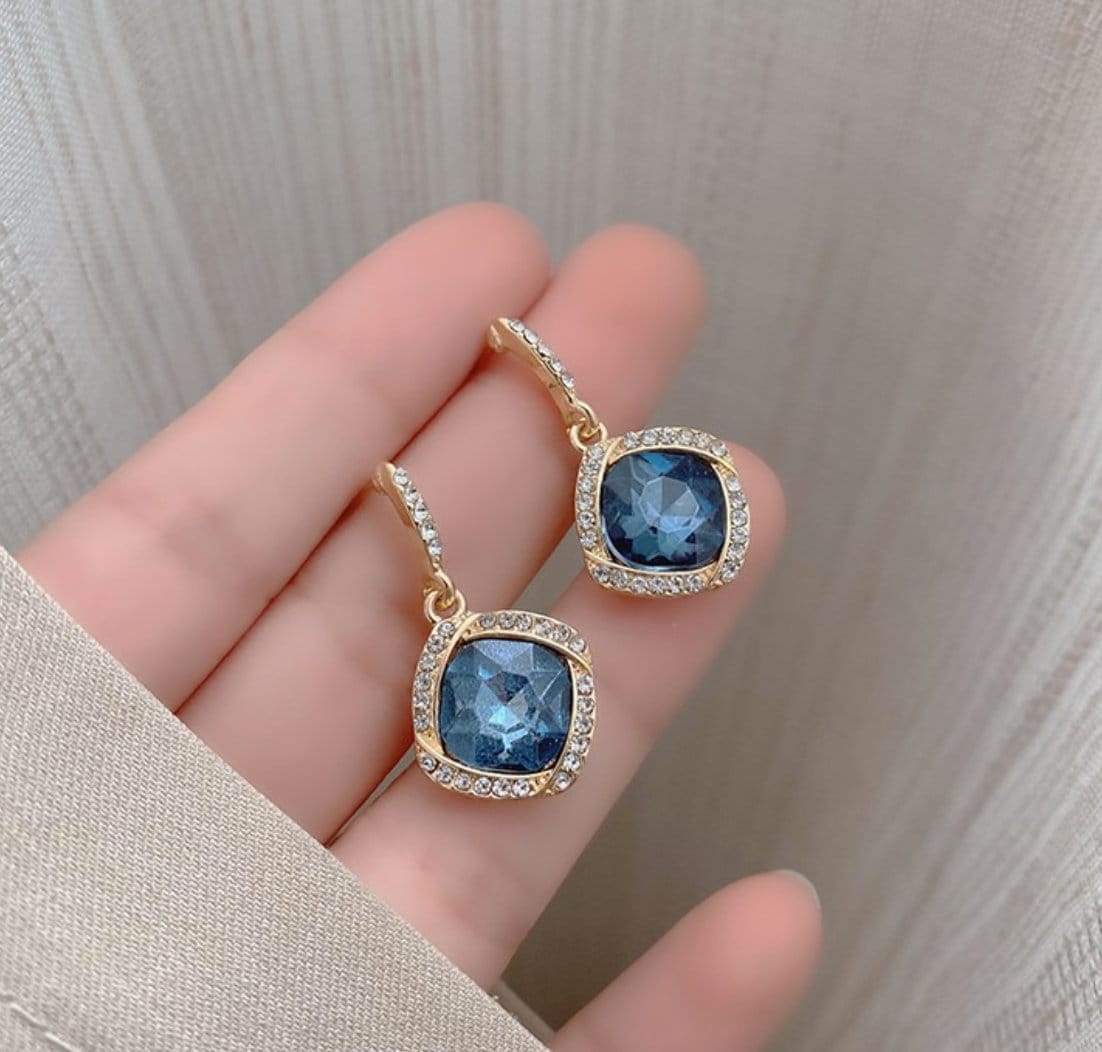 Blue cubic zirconia earrings