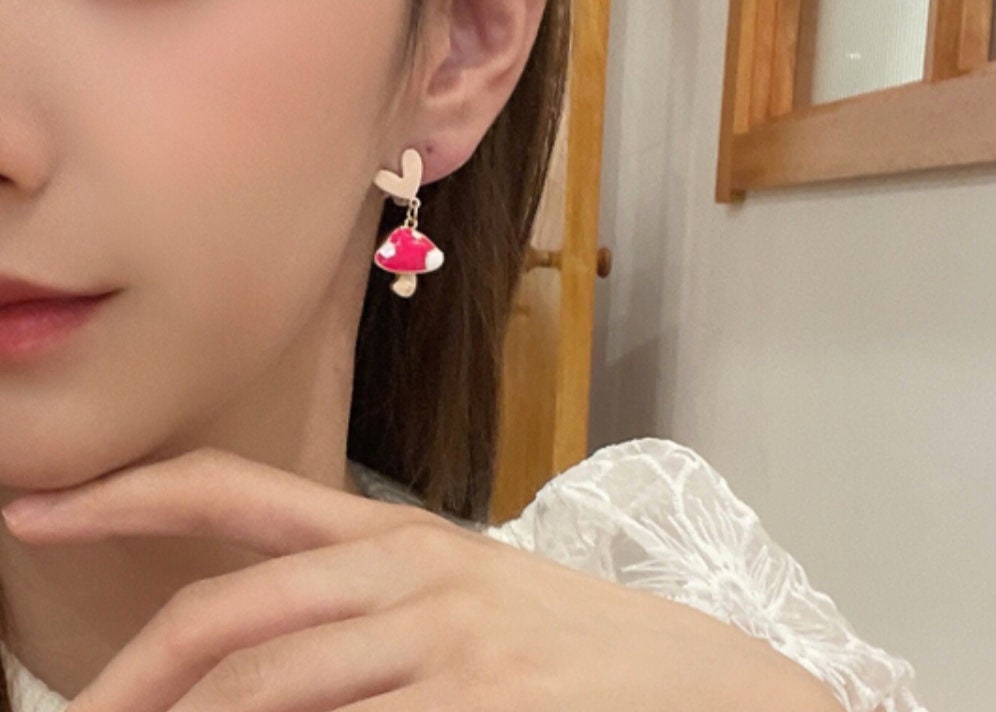 Pink Enamel Rabbit Earrings