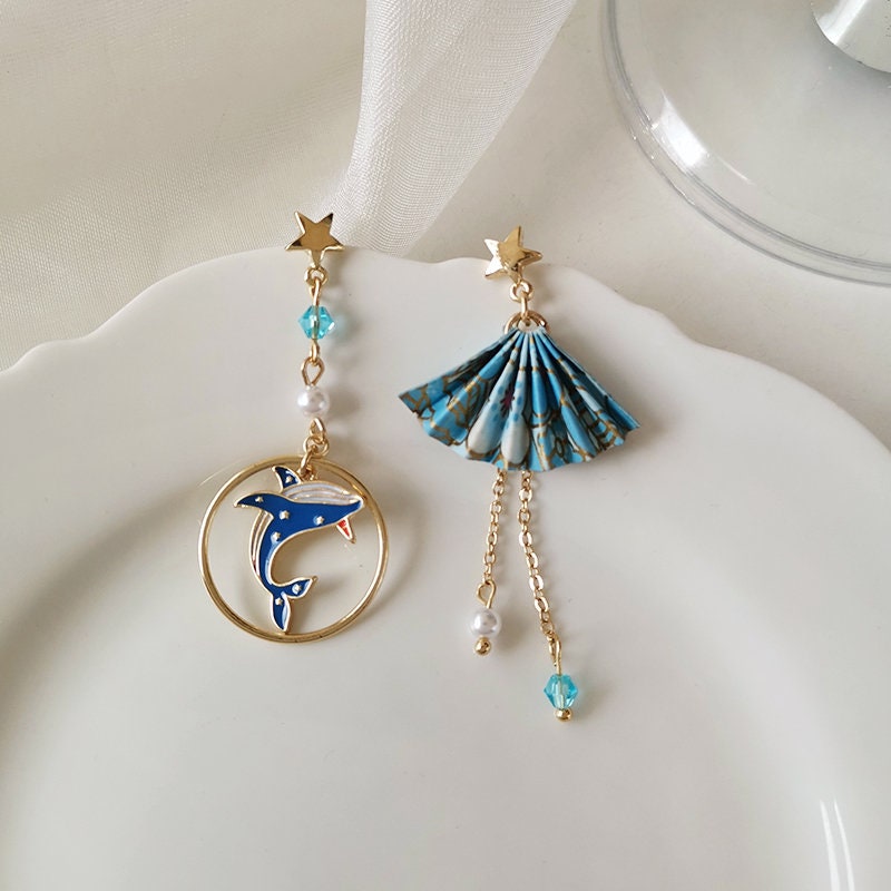 Dolphin and Origami Earrings