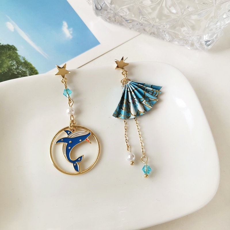 Dolphin and Origami Earrings