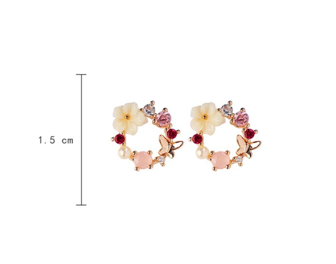 Flower Ring Gems Earrings