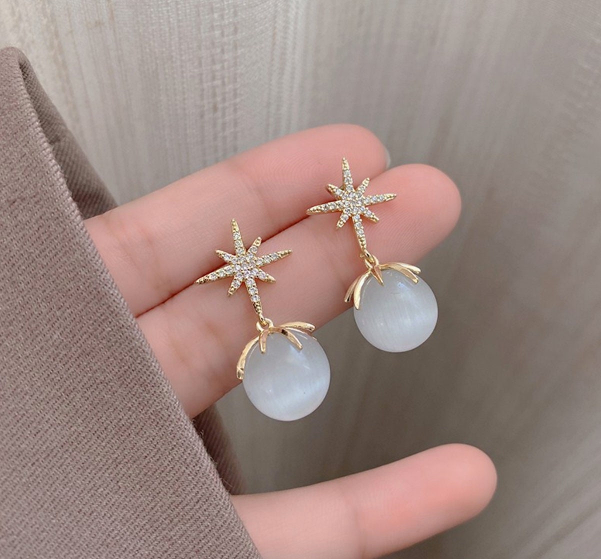 Vintage star opal earrings