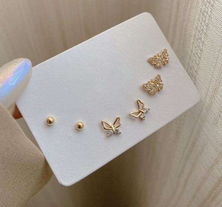 Dainty mermaid/ butterfly earring studs set (6pc)