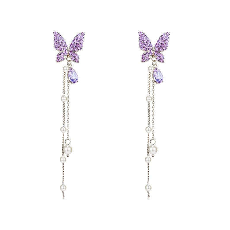 Purple Butterfly Earrings, detachable