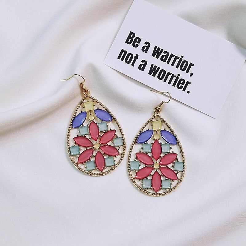 Stained glass earrings, bold statement earrings