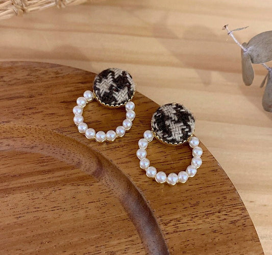 Houndstooth earrings, winter earrings