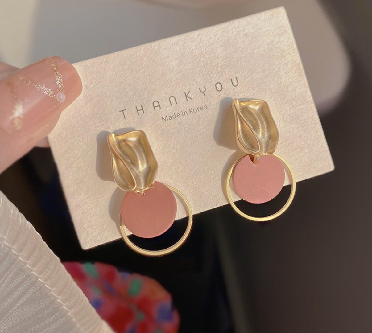 Gold minimal earrings, winter earrings