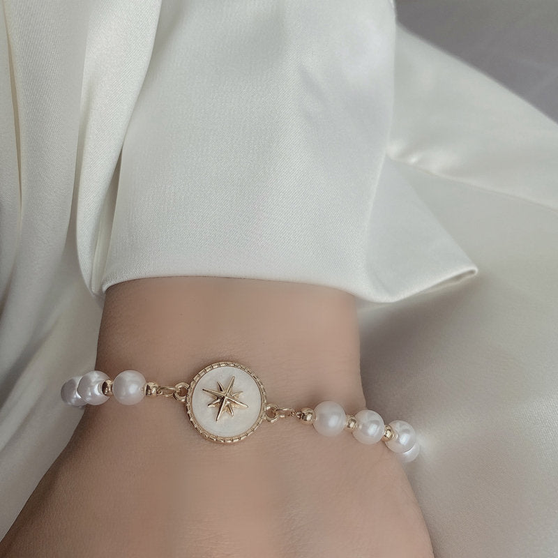 Mother of pearl bracelet, star vintage bracelet