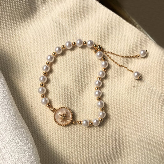 Mother of pearl bracelet, star vintage bracelet