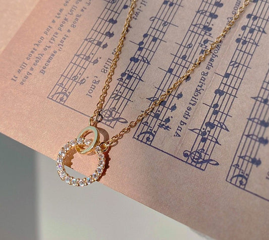 Dainty gold necklace, diamond necklace interlock necklace, titanium steel necklace