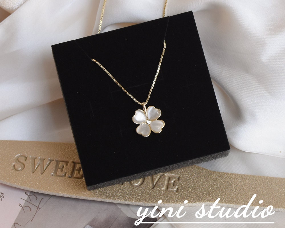 Opal and Gold Four-Leaf Clover Necklace