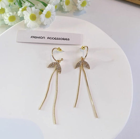 Mermaid Tail earrings, Tassel Dangling Earrings - Gleaming Gold & Korean Chic, perfect gift