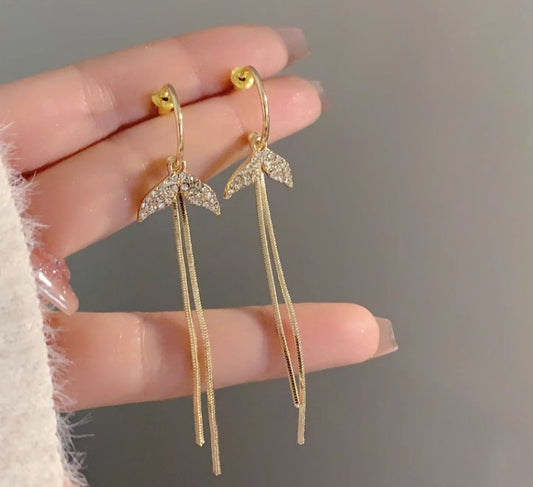 Mermaid Tail earrings, Tassel Dangling Earrings - Gleaming Gold & Korean Chic, perfect gift