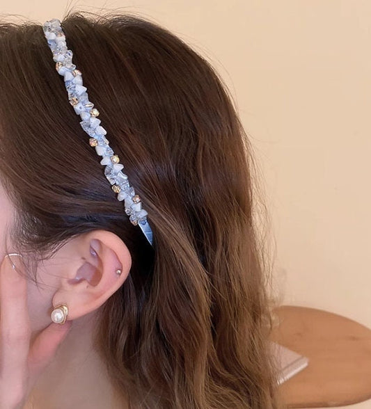 Wedding Headband with Something Blue -Crystal Wreath, Bridal Hair Piece and Wedding Accessories