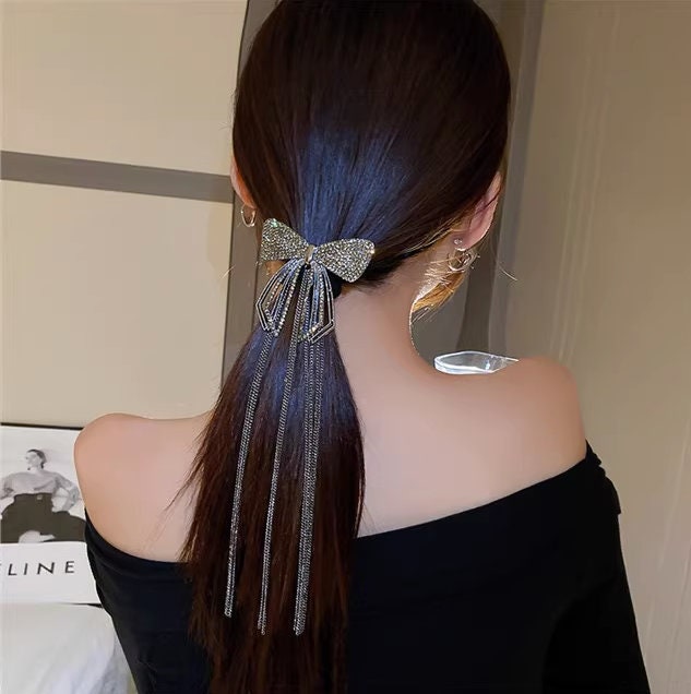 Ribbon Hair Clip Gold-Plated - Wedding Hair Accessories and Hair Jewelry