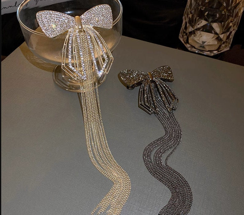 Ribbon Hair Clip Gold-Plated - Wedding Hair Accessories and Hair Jewelry