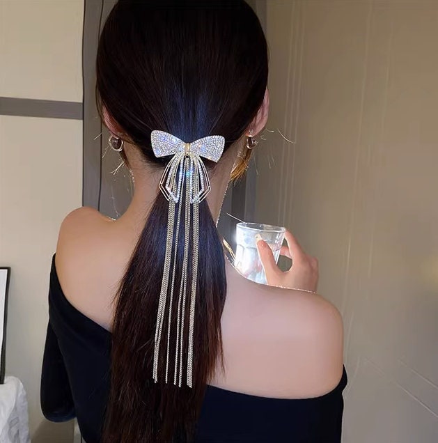 Ribbon Hair Clip Gold-Plated - Wedding Hair Accessories and Hair Jewelry