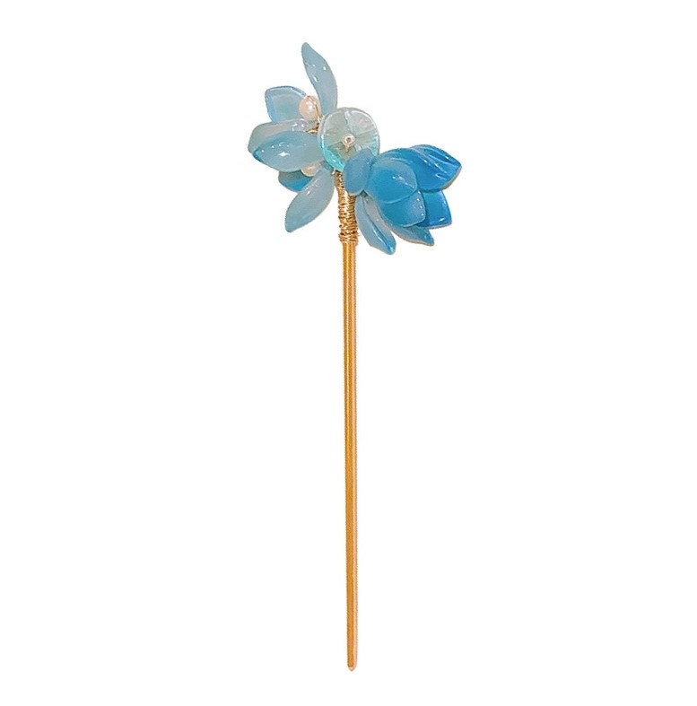 Bridal Hair Clip- Something Blue, Wedding Hair Accessory, Flower Hair Pin